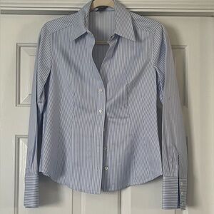 Ann Taylor Cotton Shirt, size 2, blue stripes